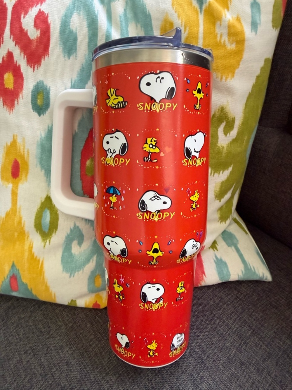 Snoopy Red Stainless Travel Mug with Handle - Picture 5 of 13